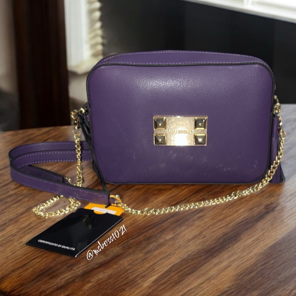 Valentino BlackBerry Babette Leather Crossbody Bag + Dustbag NWT